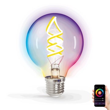 LED RGBW Dimmable bulb FILAMENT G80 E27/4,9W/230V 2700K Wi-Fi - Aigostar