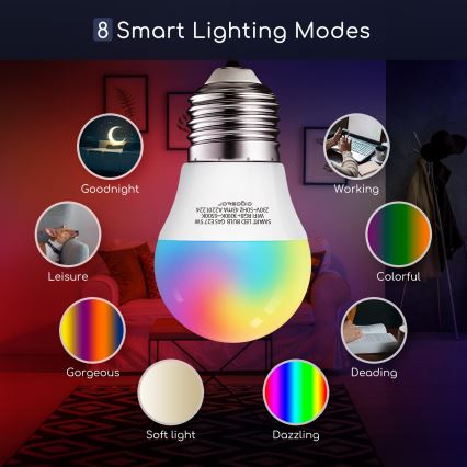 LED RGBW Dimmable bulb G45 E27/5W/230V 3000-6500K Wi-Fi - Aigostar
