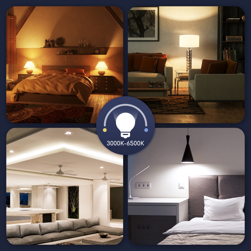 LED RGBW Dimmable bulb G45 E27/5W/230V 3000-6500K Wi-Fi - Aigostar