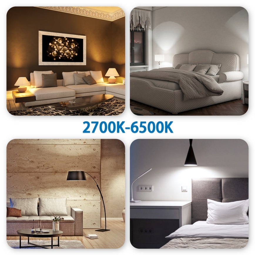 LED RGBW Dimmable bulb G45 E27/6,5W/230V 2700-6500K Wi-Fi - Aigostar
