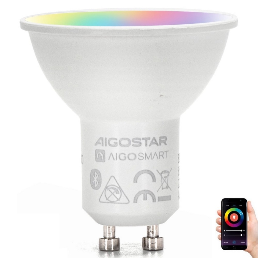 LED RGBW Dimmable bulb GU10/4,9W/230V 2700-6500K - Aigostar
