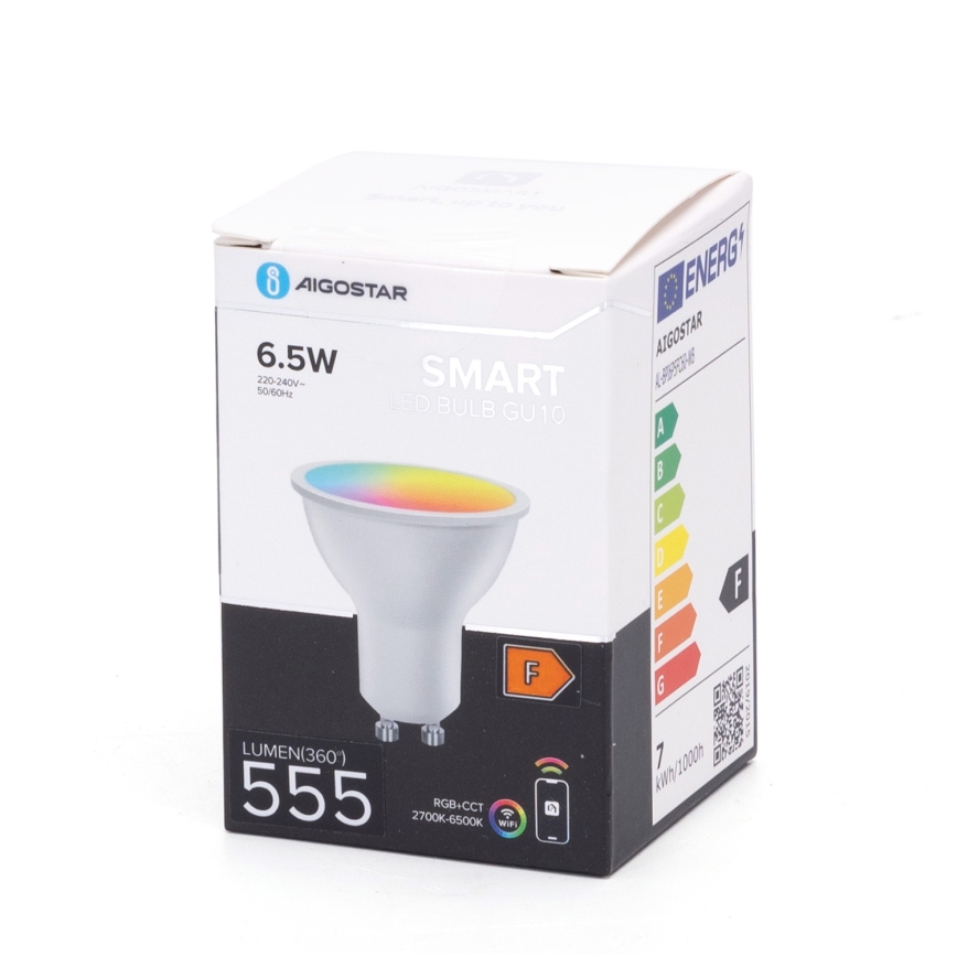 LED RGBW Dimmable bulb GU10/6,5W/230V 2700-6500K Wi-Fi - Aigostar