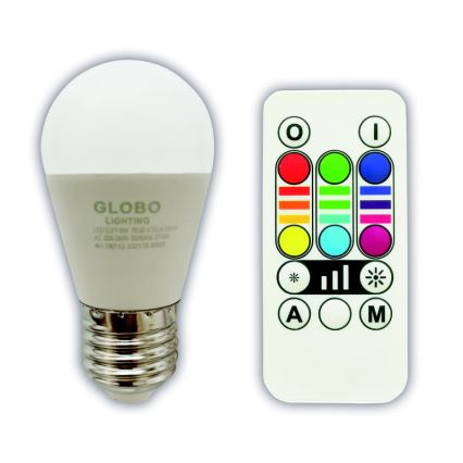 LED RGBW Dimmable bulb E27/6W/230V 3000K + remote control - Globo