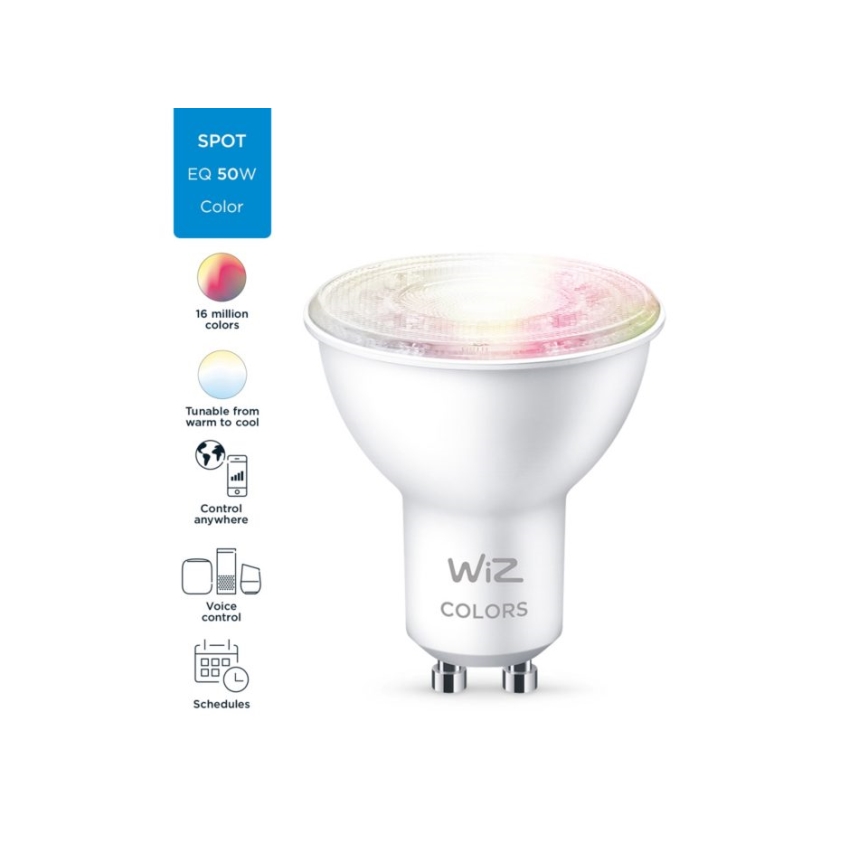 LED RGBW Dimmable bulb PAR16 GU10/4,7W/230V 2200-6500K CRI 90 Wi-Fi - WiZ