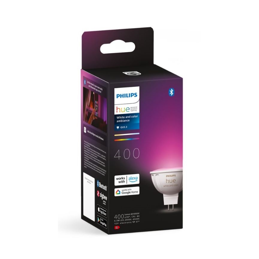 LED RGBW Dimmable bulb Philips Hue White And Color Ambiance GU5,3/MR16/6,3W/12V 2000-6500K