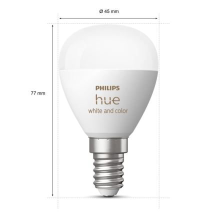 LED RGBW Dimmable bulb Philips Hue White And Color Ambiance P45 E14/5,1W/230V 2000-6500K