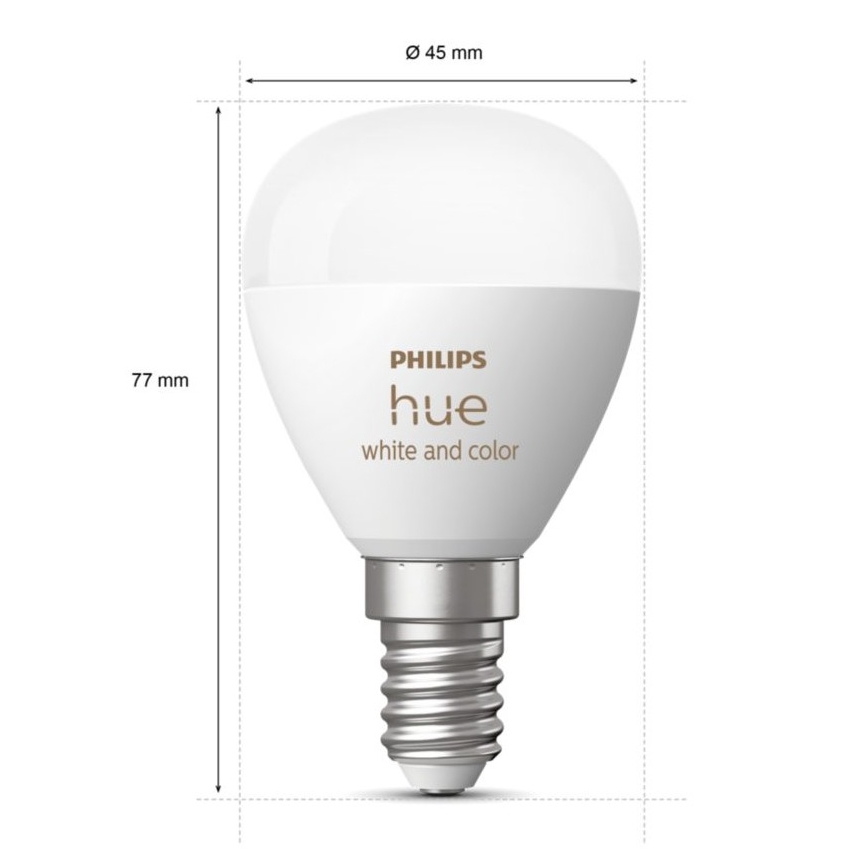 LED RGBW Dimmable bulb Philips Hue White And Color Ambiance P45 E14/5,1W/230V 2000-6500K