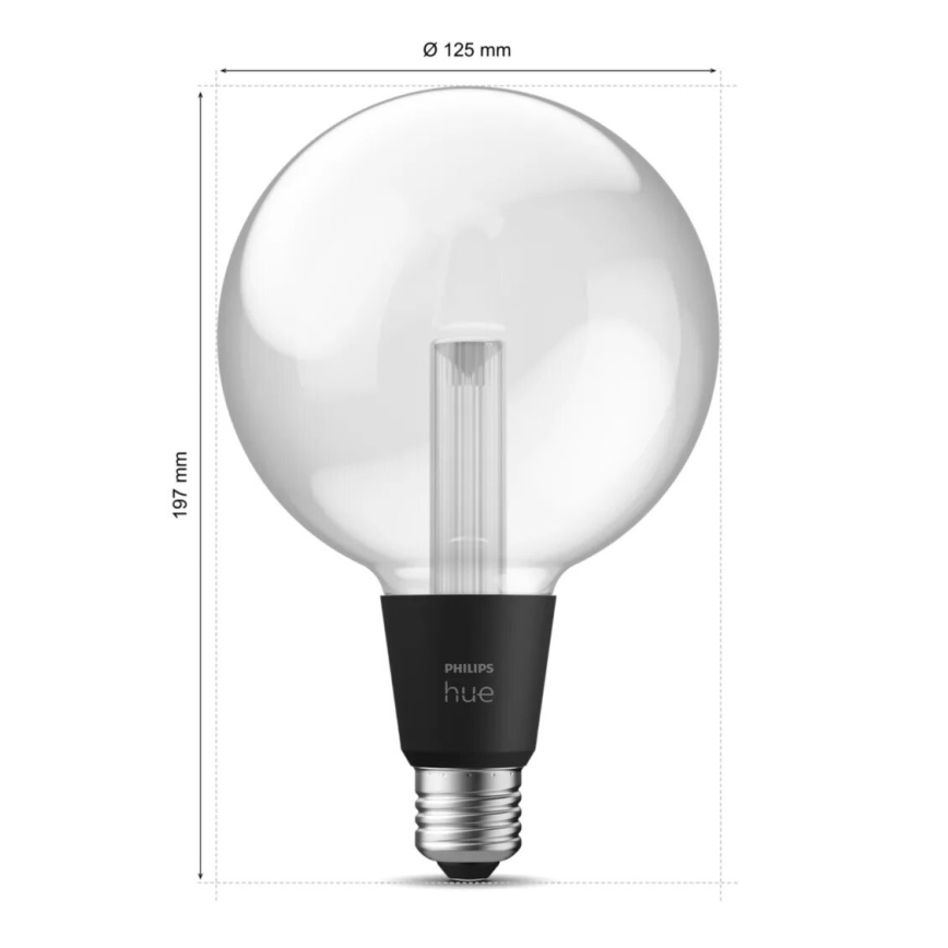 LED RGBW Dimmable bulb Philips Hue White And Color Ambiance G125 E27/6,8W/230V 2000-6500K