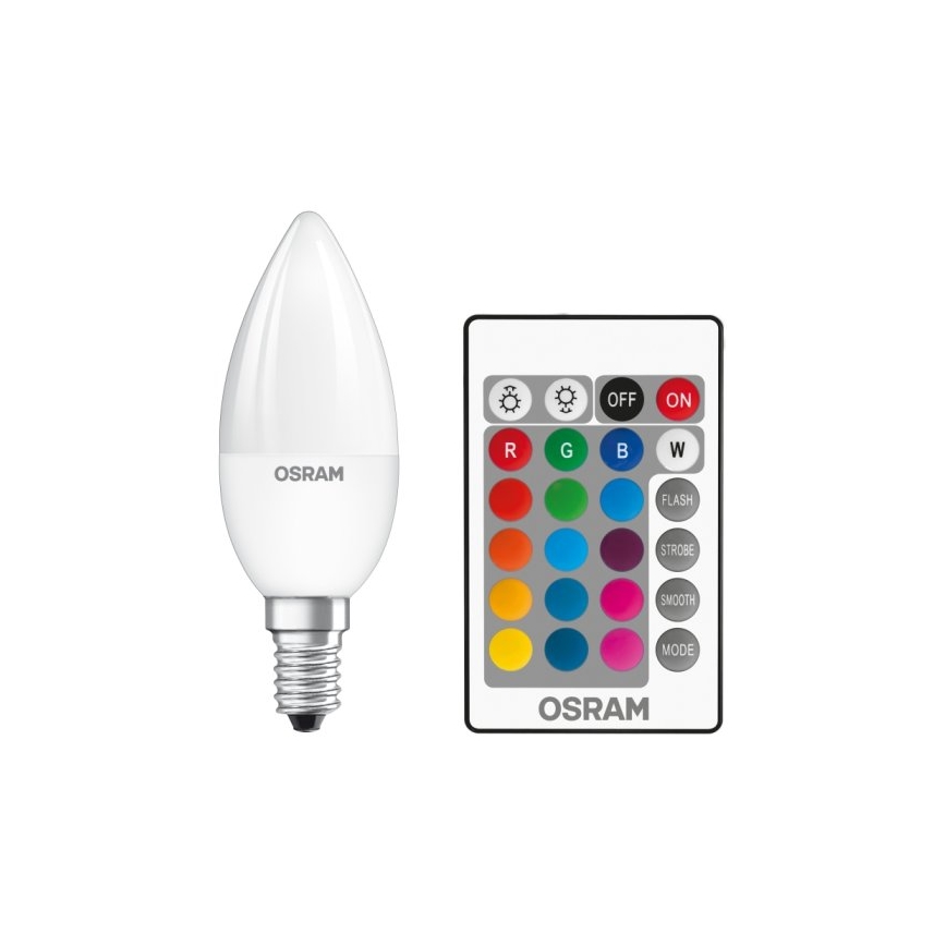 LED RGBW Dimmable bulb STAR E14/4,5W/230V 2700K + remote control – Osram