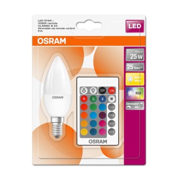 LED RGBW Dimmable bulb STAR E14/4,5W/230V 2700K + remote control – Osram