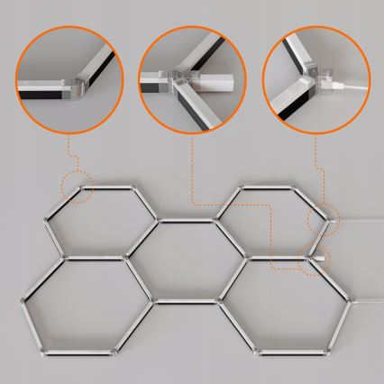 LED RGBW Dimmable ceiling light HEXAGON LED/144W/85-265V 7000K 205x142 cm CRI 90 IP54 white + remote control