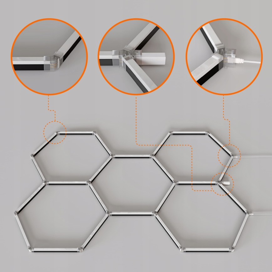 LED RGBW Dimmable ceiling light HEXAGON LED/144W/85-265V 7000K 205x142 cm CRI 90 IP54 white + remote control