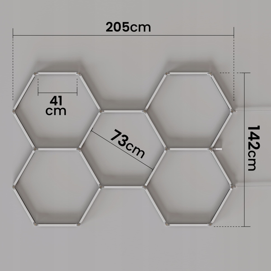 LED RGBW Dimmable ceiling light HEXAGON LED/144W/85-265V 7000K 205x142 cm CRI 90 IP54 white + remote control