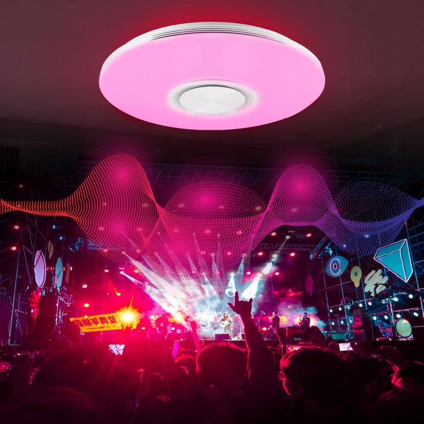 LED RGBW dimmable ceiling light with built-in speaker LED/60W/230V 3000-6000K Ø 40 cm white + remote control