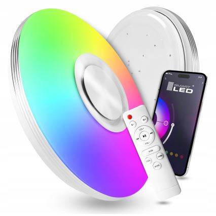 LED RGBW dimmable ceiling light with built-in speaker LED/60W/230V 3000-6000K Ø 40 cm white + remote control