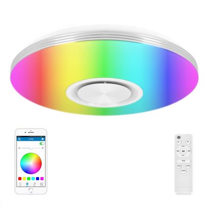 LED RGBW dimmable ceiling light with built-in speaker LED/60W/230V 3000-6000K Ø 40 cm white + remote control