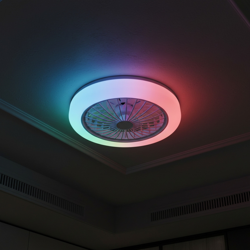 LED RGBW Dimmable Ceiling Light with Fan ZAMBIA LED/24W/230V 3000-6500K White + Remote Control