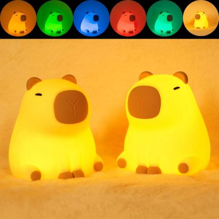 LED RGBW Dimmable children's touch lamp LED/1W/5V USB 1200 mAh capybara