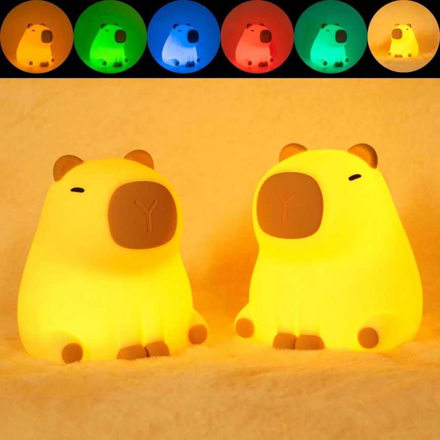 LED RGBW Dimmable children's touch lamp LED/1W/5V USB 1200 mAh capybara