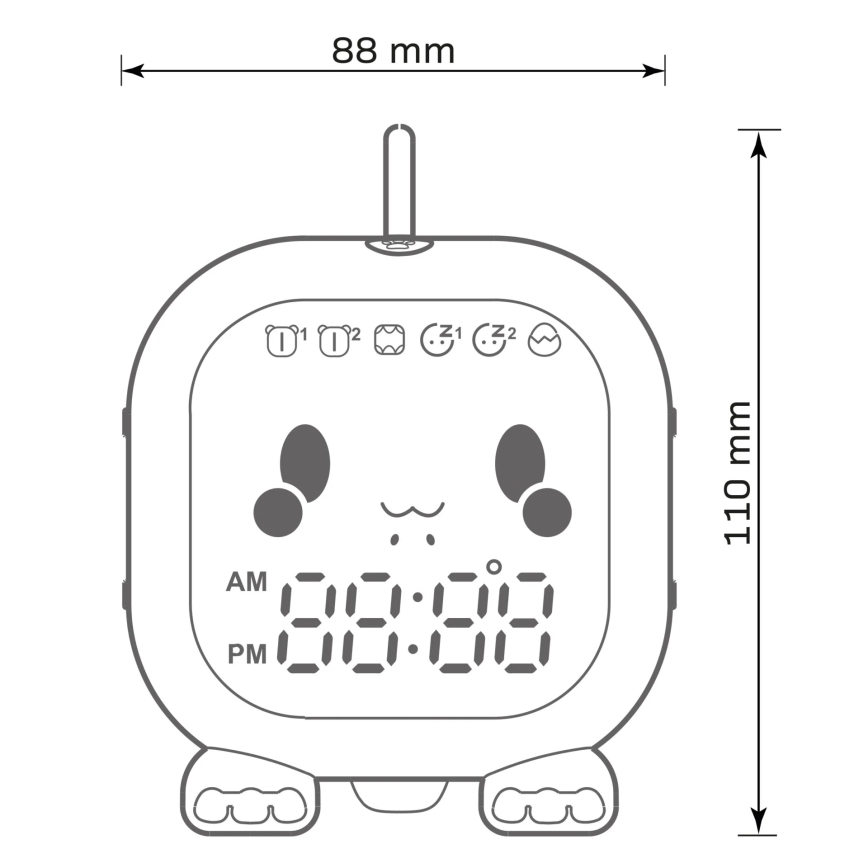 LED RGBW Dimmable children's night small lamp with alarm clock FILIP LED/1,5W/5V 1500 mAh
