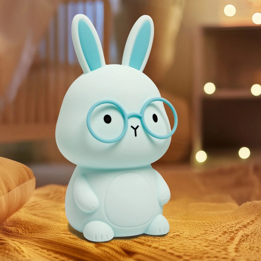 LED RGBW Dimmable children's touch lamp FLORKA LED/1W/5V USB 1200 mAh bunny blue