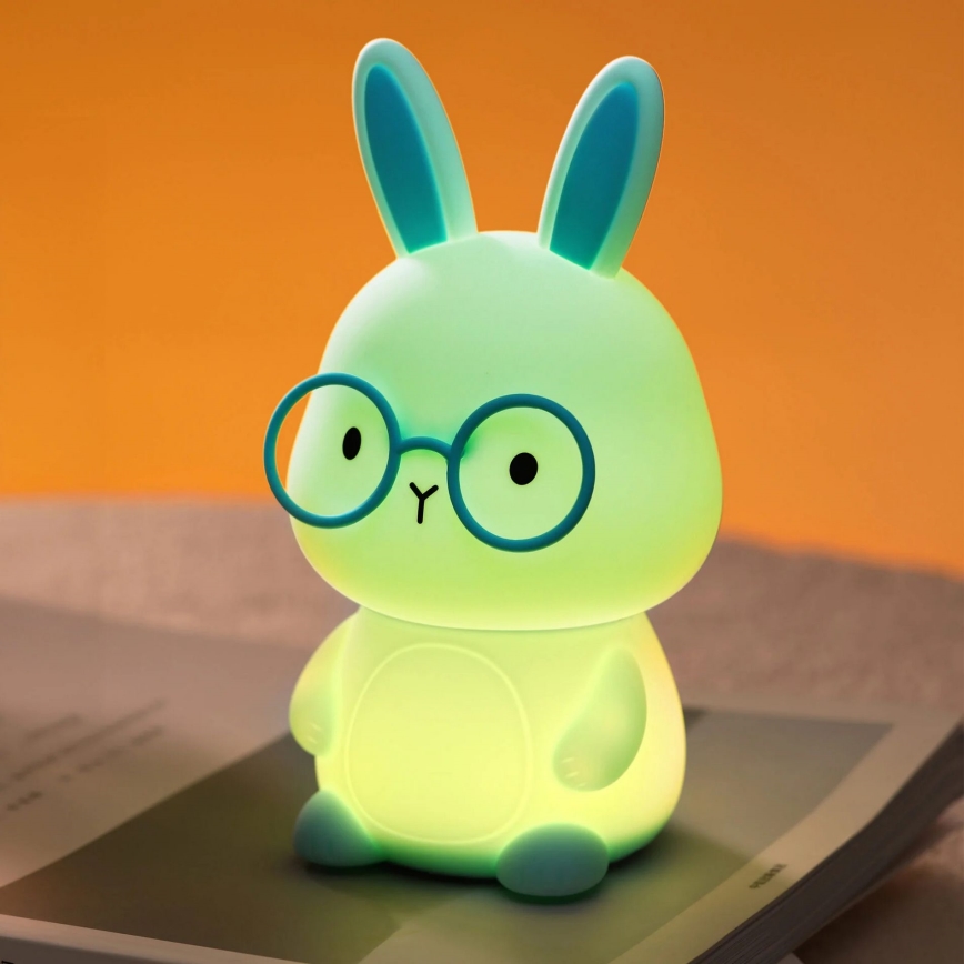 LED RGBW Dimmable children's touch lamp FLORKA LED/1W/5V USB 1200 mAh bunny blue