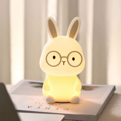 LED RGBW Dimmable children's touch lamp FLORKA LED/1W/5V USB 1200 mAh bunny white/grey