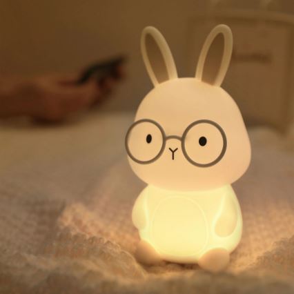LED RGBW Dimmable children's touch lamp FLORKA LED/1W/5V USB 1200 mAh bunny white/grey