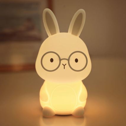 LED RGBW Dimmable children's touch lamp FLORKA LED/1W/5V USB 1200 mAh bunny white/grey