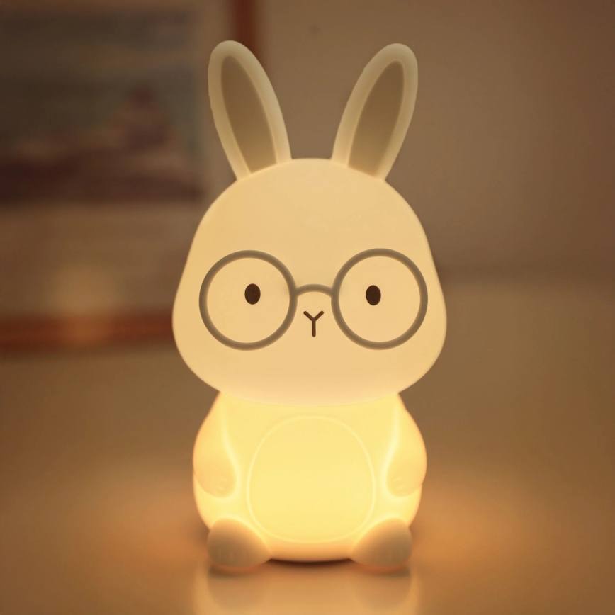 LED RGBW Dimmable children's touch lamp FLORKA LED/1W/5V USB 1200 mAh bunny white/grey