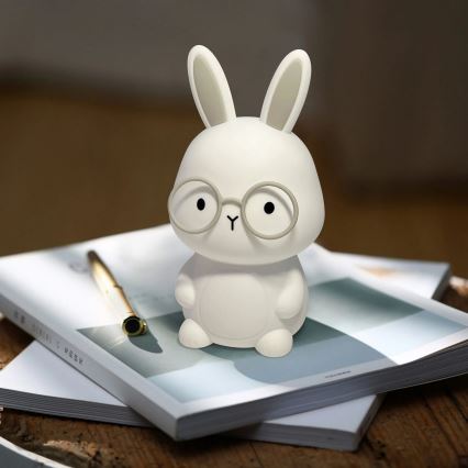 LED RGBW Dimmable children's touch lamp FLORKA LED/1W/5V USB 1200 mAh bunny white/grey