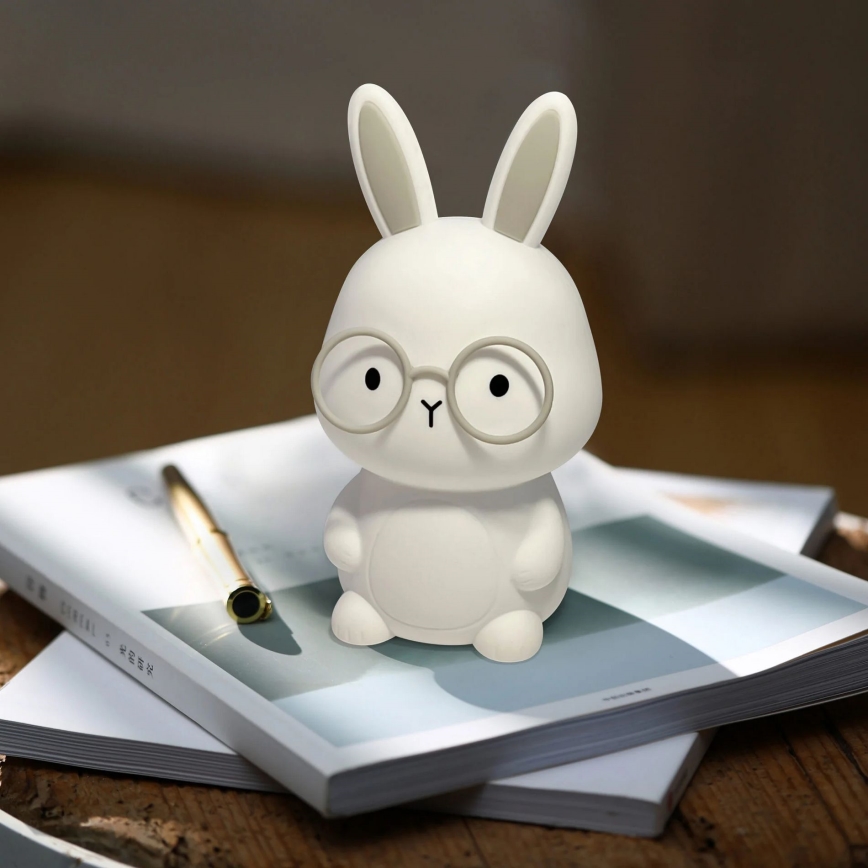 LED RGBW Dimmable children's touch lamp FLORKA LED/1W/5V USB 1200 mAh bunny white/grey