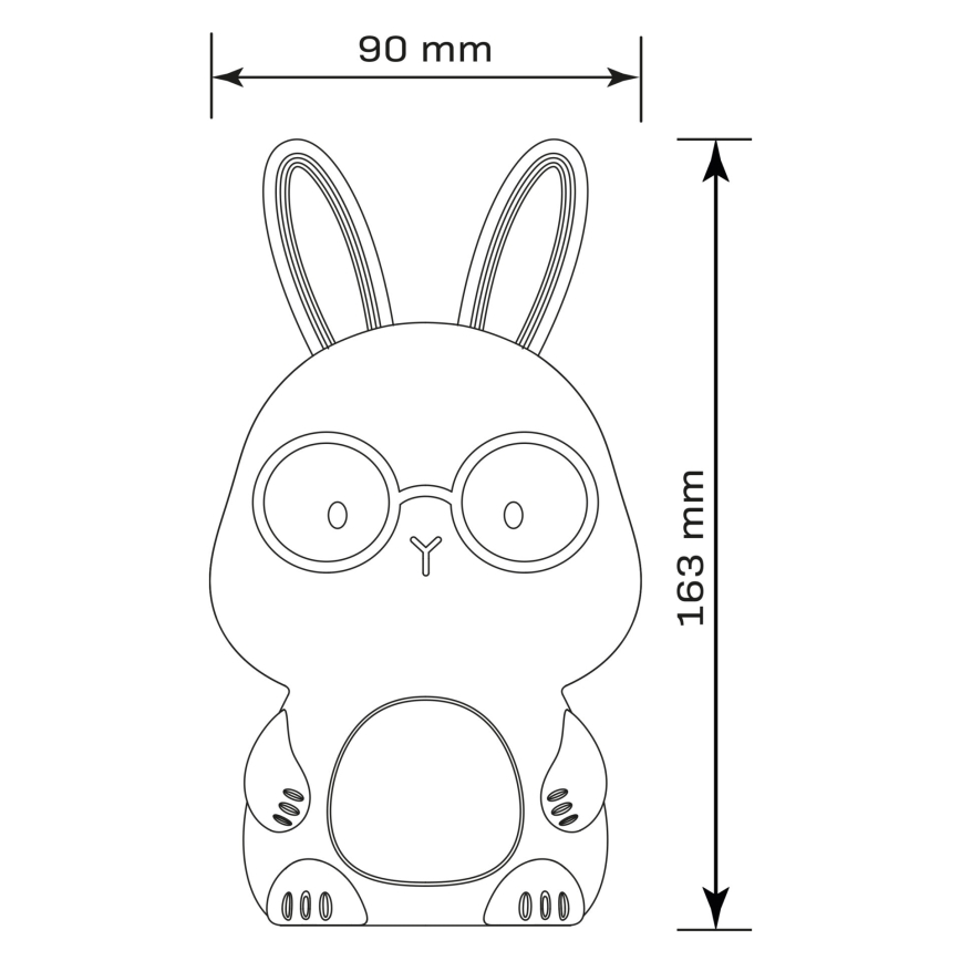 LED RGBW Dimmable children's touch lamp FLORKA LED/1W/5V USB 1200 mAh bunny white/grey