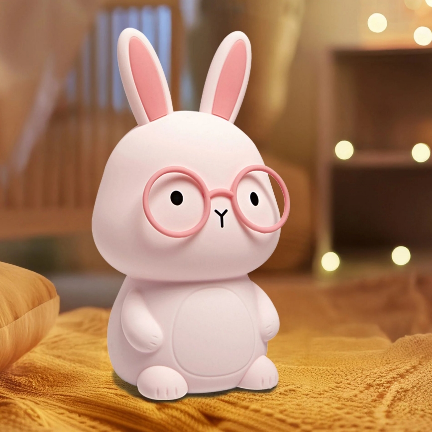 LED RGBW Dimmable children's touch lamp FLORKA LED/1W/5V USB 1200 mAh bunny pink