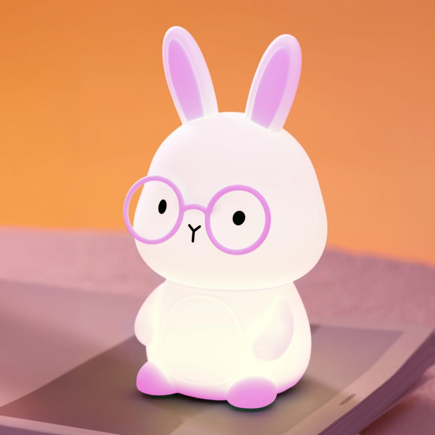 LED RGBW Dimmable children's touch lamp FLORKA LED/1W/5V USB 1200 mAh bunny pink