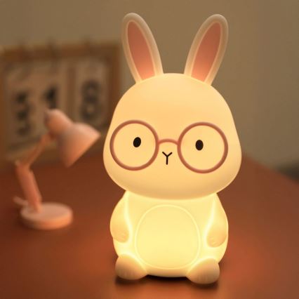 LED RGBW Dimmable children's touch lamp FLORKA LED/1W/5V USB 1200 mAh bunny white/pink