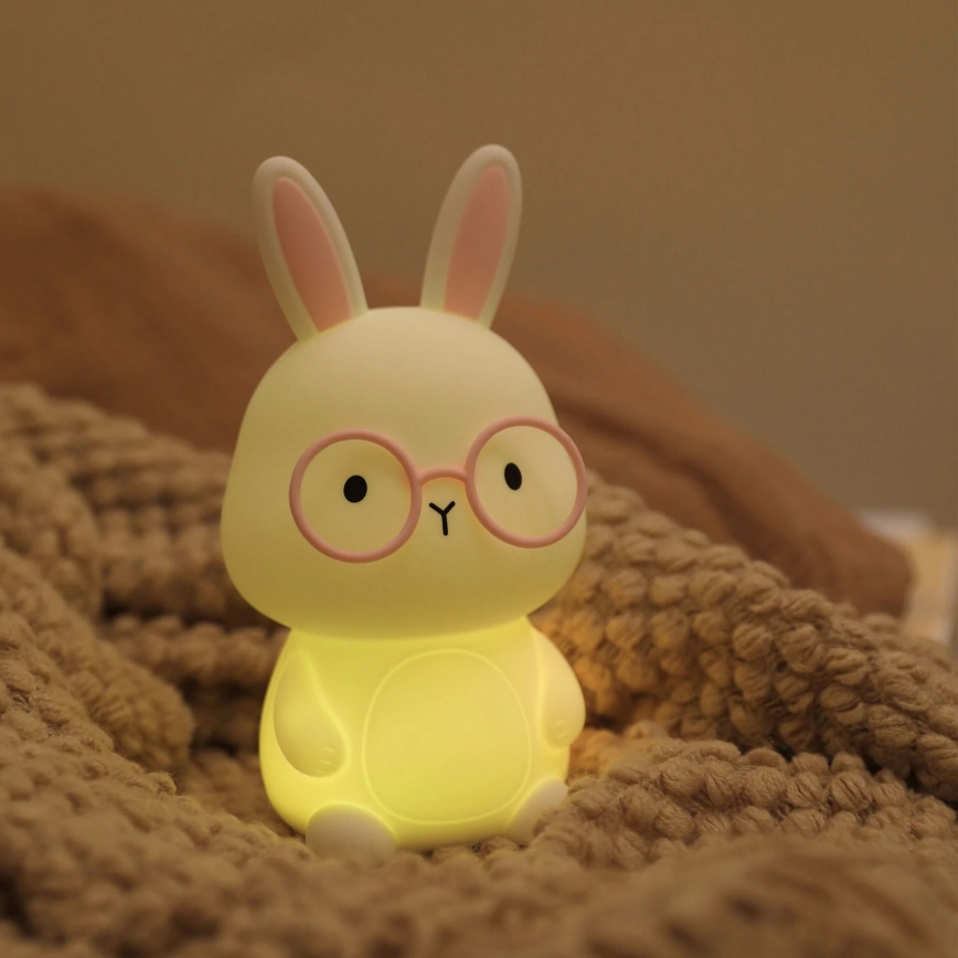 LED RGBW Dimmable children's touch lamp FLORKA LED/1W/5V USB 1200 mAh bunny white/pink