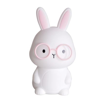 LED RGBW Dimmable children's touch lamp FLORKA LED/1W/5V USB 1200 mAh bunny white/pink