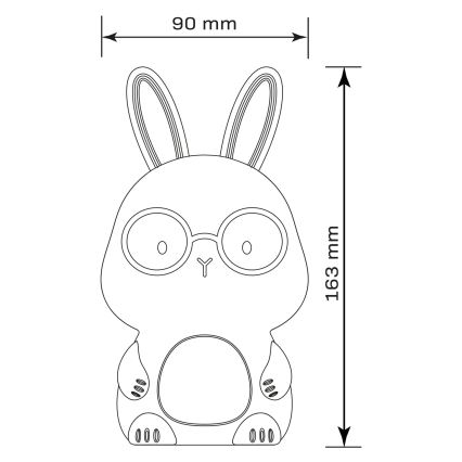 LED RGBW Dimmable children's touch lamp FLORKA LED/1W/5V USB 1200 mAh bunny white/pink