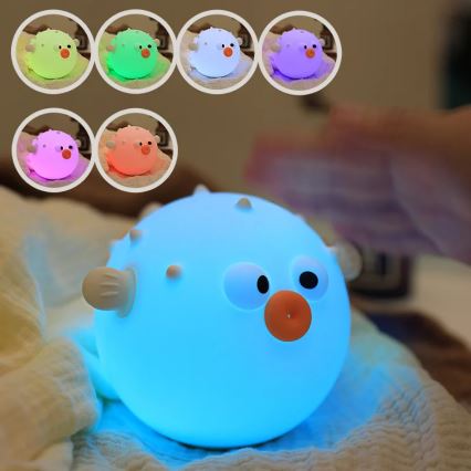LED RGBW Dimmable children's touch lamp HELA LED/1W/5V USB 1200 mAh fish pink