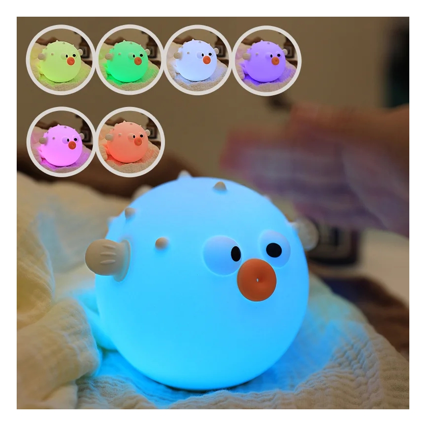 LED RGBW Dimmable children's touch lamp HELA LED/1W/5V USB 1200 mAh fish pink