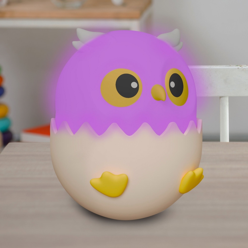 LED RGBW Dimmable children's touch lamp OWL LED/1W/5V USB 1200 mAh owl blue
