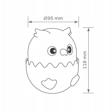 LED RGBW Dimmable children's touch lamp OWL LED/1W/5V USB 1200 mAh owl blue