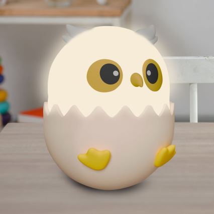 LED RGBW Dimmable children's touch lamp OWL LED/1W/5V USB 1200 mAh owl pink