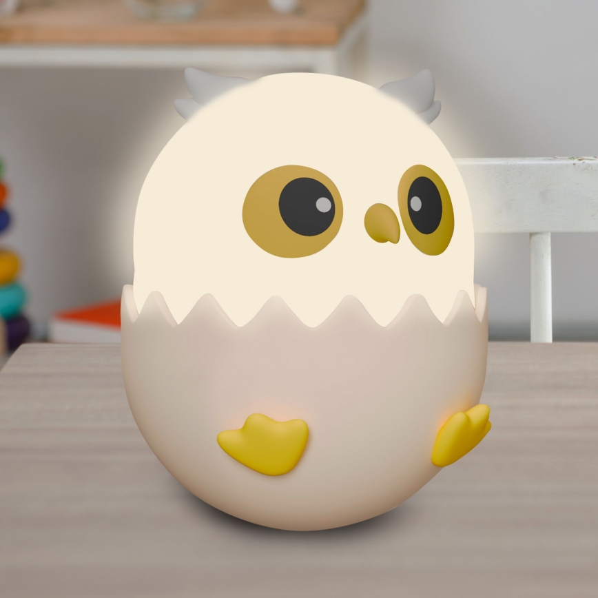 LED RGBW Dimmable children's touch lamp OWL LED/1W/5V USB 1200 mAh owl pink