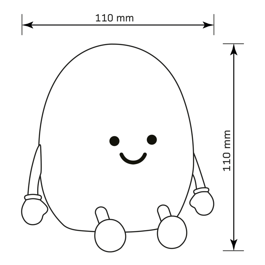 LED RGBW Dimmable children's touch lamp POTATO LED/2W/5V USB 1200 mAh potato