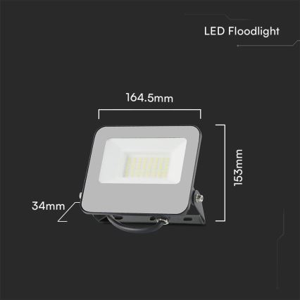 LED RGBW Dimmable floodlight LED/30W/230V IP65 grey + remote control