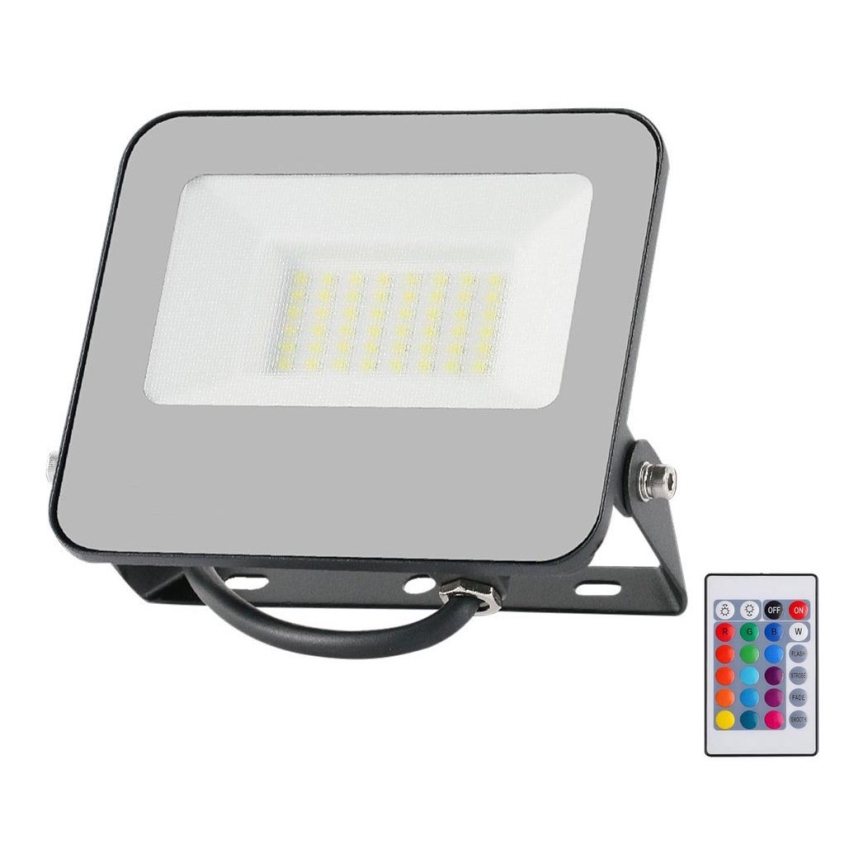 LED RGBW Dimmable floodlight LED/30W/230V IP65 grey + remote control