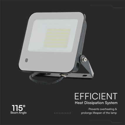 LED RGBW Dimmable floodlight LED/50W/230V IP65 grey + remote control