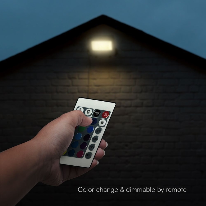 LED RGBW Dimmable floodlight LED/50W/230V IP65 grey + remote control
